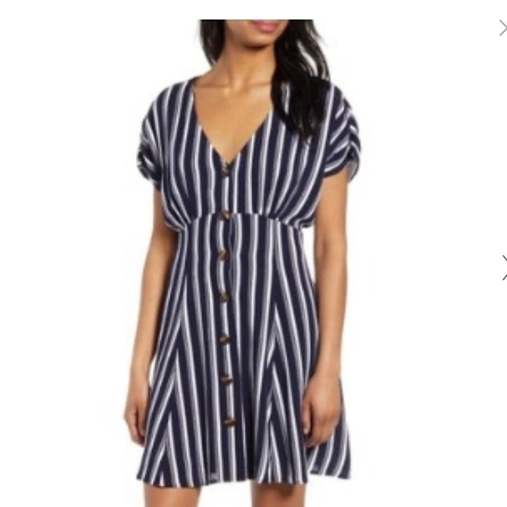Donating 04/15 BP. navy dress with white stripes